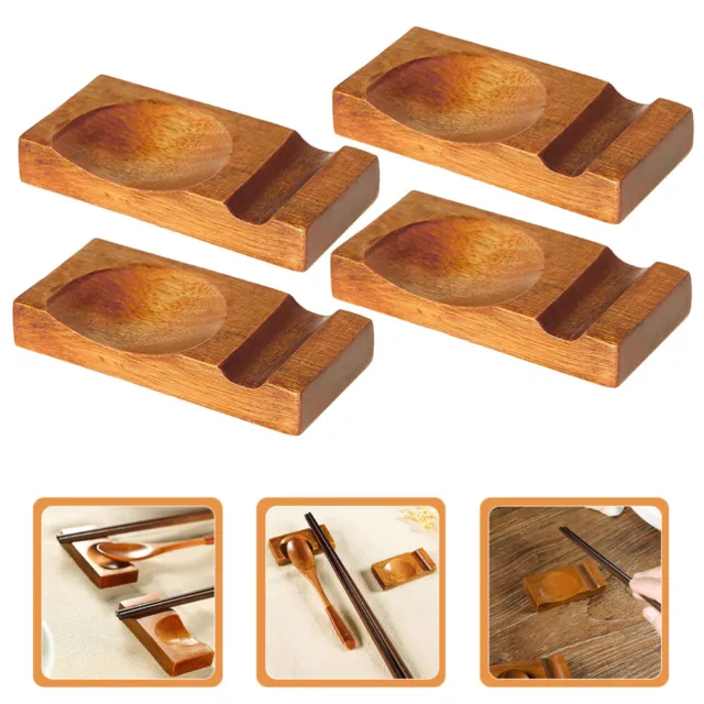 4 pezzi di bacchette in legno naturale riposa supporto forchetta per cucchiaio
