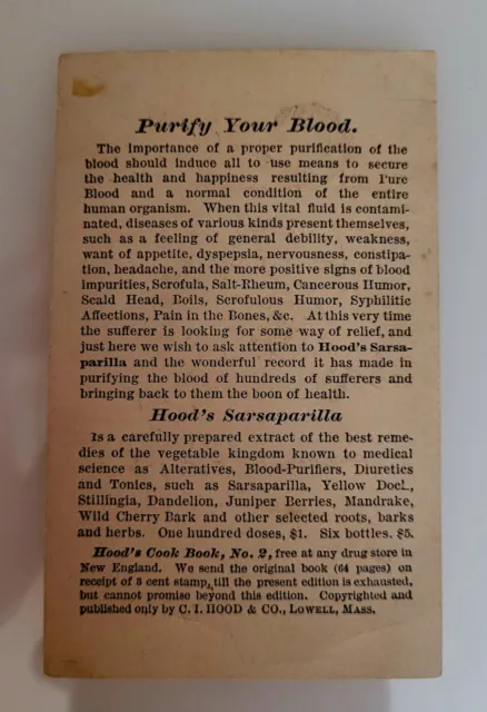 Victorian Trade Card Quack Medicine HOOD'S SARSPARILLA 2