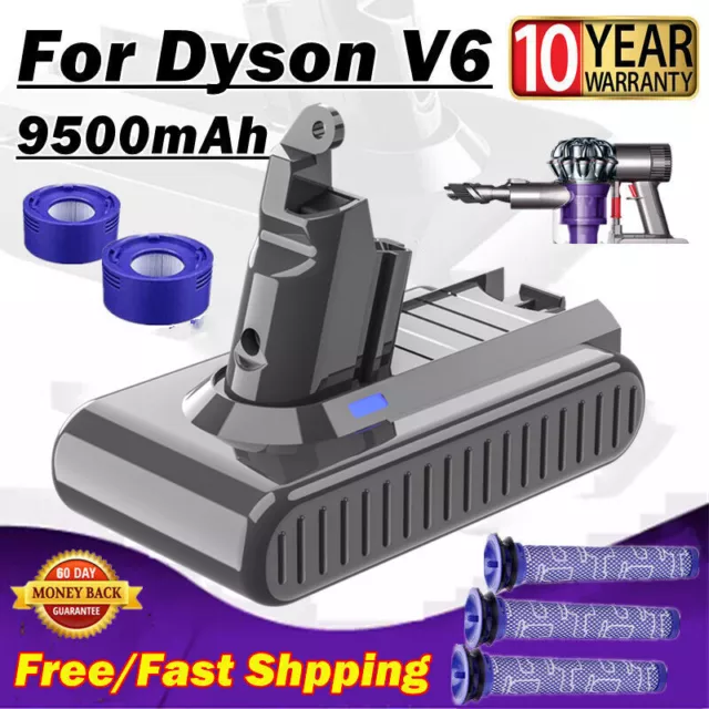 9500mAh Battery for Dyson V6 Animal Slim DC58 DC59 SV04 SV09 & Pre / Post Filter