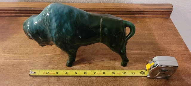 Vintage Blue Mountain Pottery Buffalo Statue Figurine Glass Ceramic Glazed