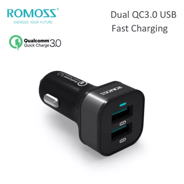 Romoss 36W Double Port USB QC3.0 Chargeur de voiture Rapide Pour iPhone Samsung