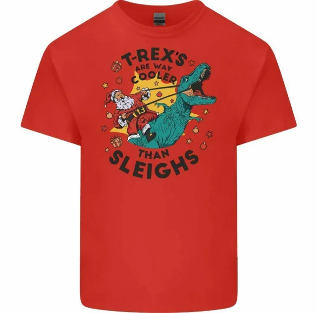T-Rex's Way Cooler than a Sleigh T-Shirt Mens Funny Xmas Tee Top Secret Santa