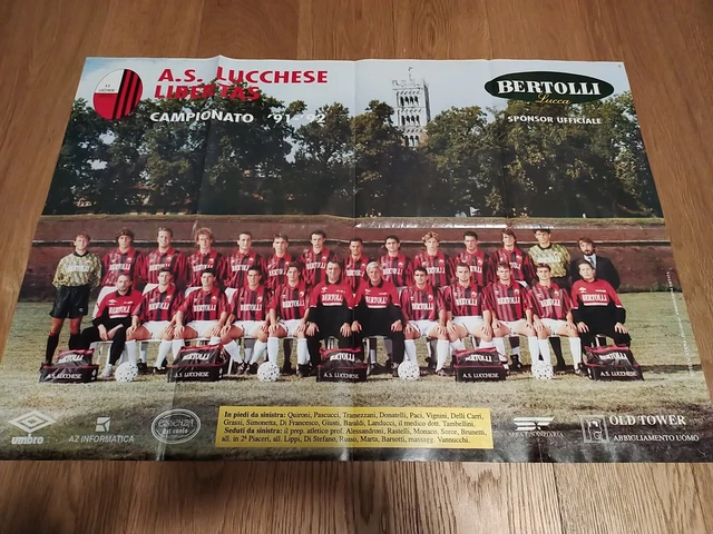 AS LUCCHESE LIBERTAS, Poster Campionato calcio 1991 1992 - Marcello Lippi