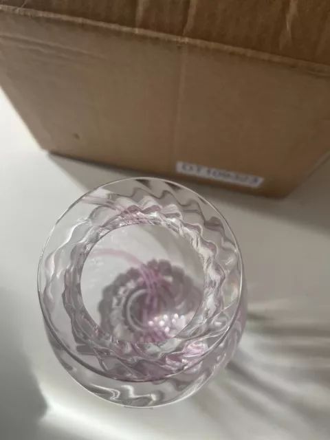 Caithness Scottish Crystal Glass Vase with Pink Swirl Pattern (1) 2
