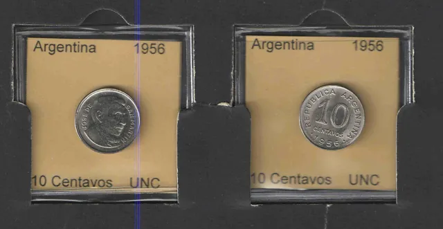 1956 Argentina 10 Centavos Unc     Lqqk