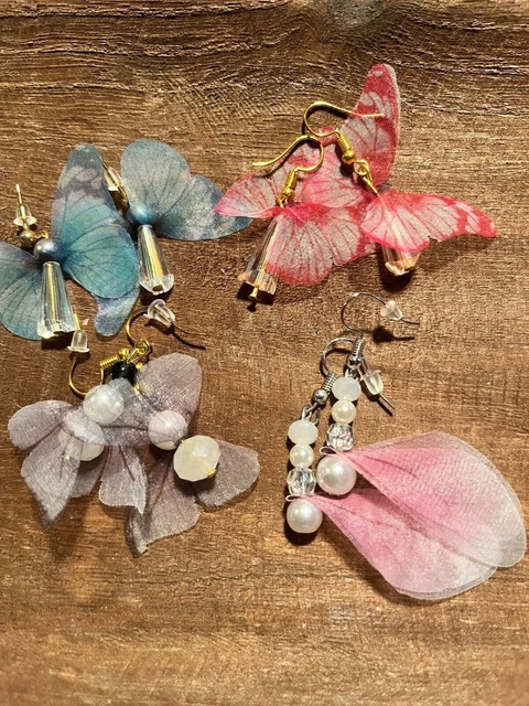 set of handmade butterfly earrings