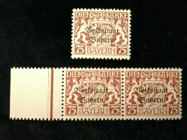 Altdeutschland Bayern Dienstmarken 1919 - MiNr. 41  mit Aufdruck  75 Pf