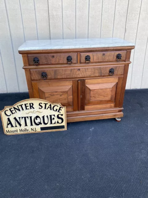 65285  Antique Victorian Walnut Buffet Sideboard Server Cabinet