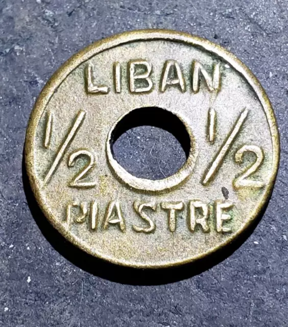 1941 LEBANON 1/2 PIASTRE COIN - WW2  High Value Coin - KM # 11 777