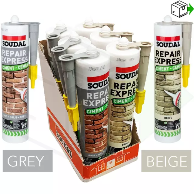 Soudal Repair Express Cement Gap and Crack Mortar Filler 300ml - Beige / Grey