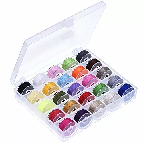 25Pcs/Set Prewound Colorful Bobbins Size A Class 15 Storage Box Brother Singer