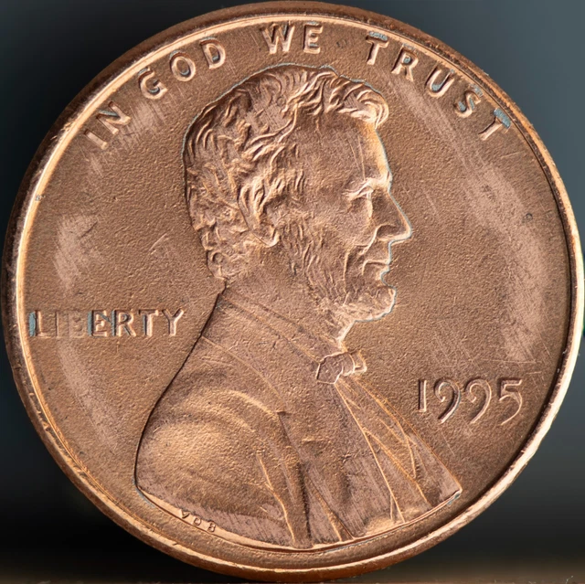 1995 Lincoln Cent Struck Through Grease BU Uncirculated Error Penny
