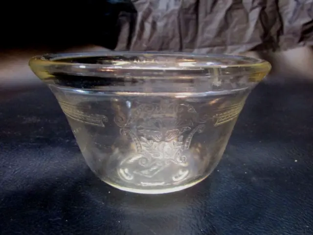 Old 1940's Glasbake Filigree Clear 2x4 Ramekin Individual Bake Cup Vintage Bowl