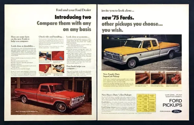 1975 Ford F-150 XLT Regular Cab & SuperCab Pickup photo 2-page vintage print ad