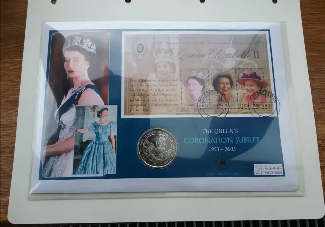 1953-2003, Queen's Coronation  Jubilee Bunc €1, First Day Coin Stamp Cover