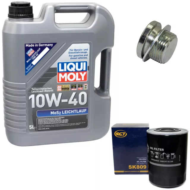 Motoröl Set 10W-40 5 Liter + Ölfilter SK 809 + schraube für Fiat Ducato 2.5 2.8