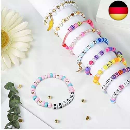 WuikerDuo Perlenherstellungsset, Ponyperlen Buchstabenperlen für Armbänder, H 3