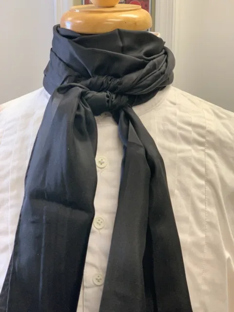 18th Century, Rev War Man's Black 100% Silk Neckerchief Cravat - 14" X 72" - NEW