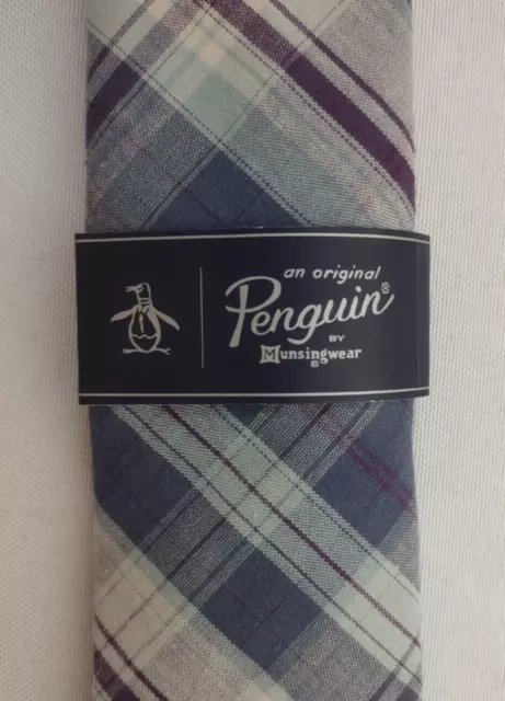 Penguin Plaid Cotton Munsingwear Mens Skinny Tie NWT