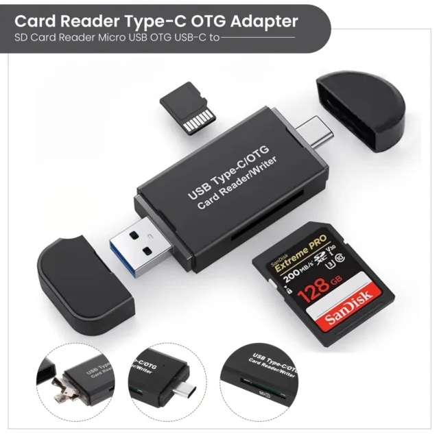 OTG USB 2.0 Type-C SD TF Memory Card Reader Micro Adapter Android iPhone PC