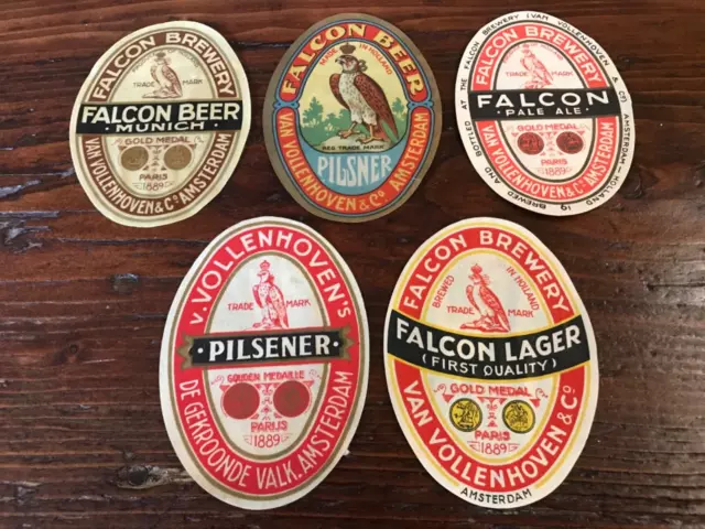 5 Falcon Brewery Amsterdam beer labels