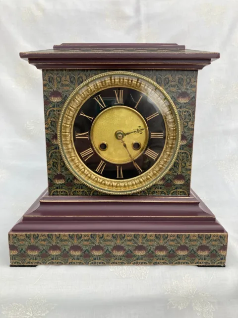 Clock Mantle Antique Slate William Morris Bespoke Upcycled