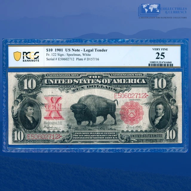 Fr.122 1901 $10 Ten Dollars "BISON" Legal Tender Note, PCGS 25 #02712
