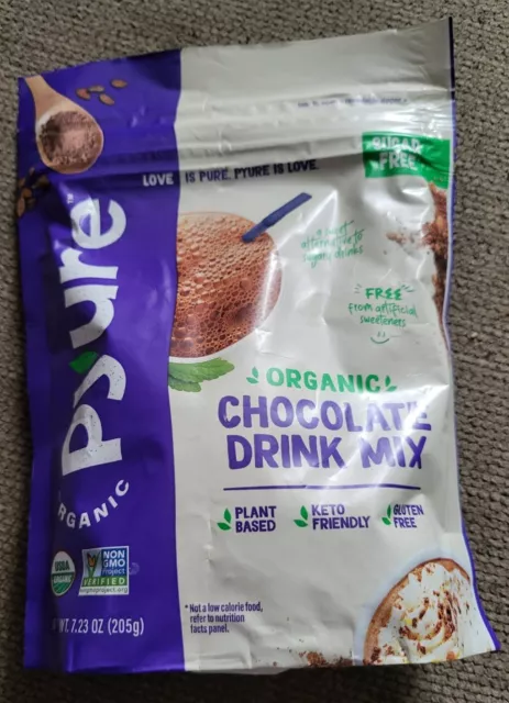 Pyure Organic Chocolate Drink Mix with Cocoa Gluten & Sugar-Free Keto 7.23oz