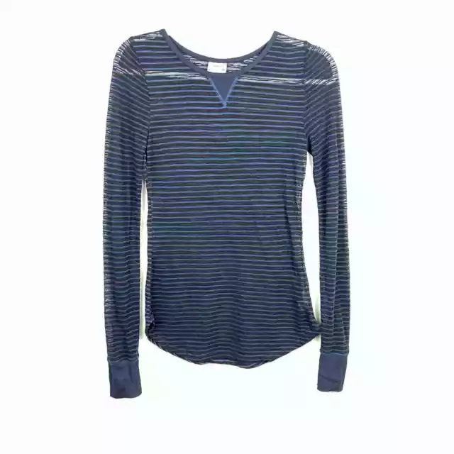 Free People Intimately Free Navy Blue Stripe Long Sleeved Tee Size Small