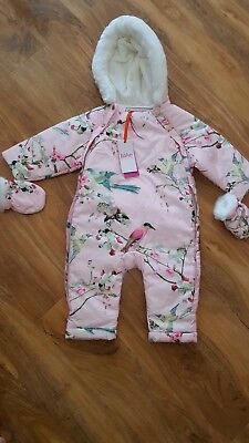 BNWT Ted Baker Baby Girls Pink Printed COAT SnowSuit Age 9-12 Months