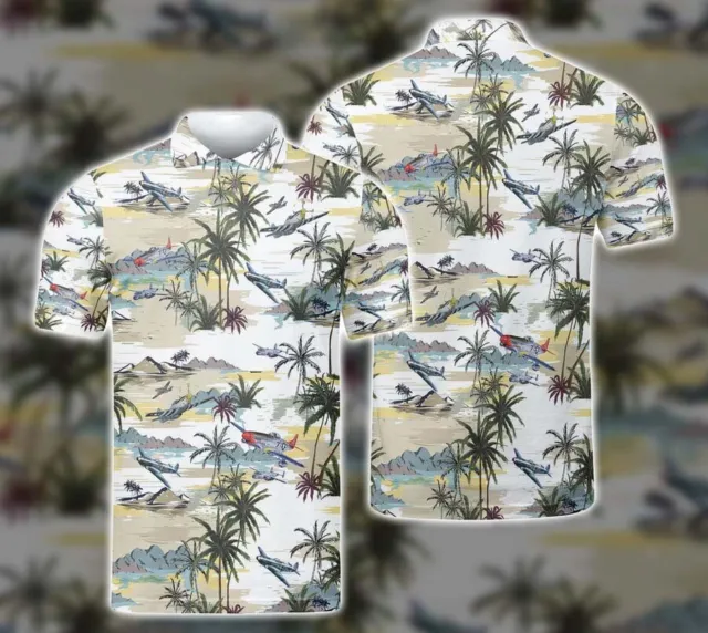 Aircraft Hawaiian Pattern Polo Shirt