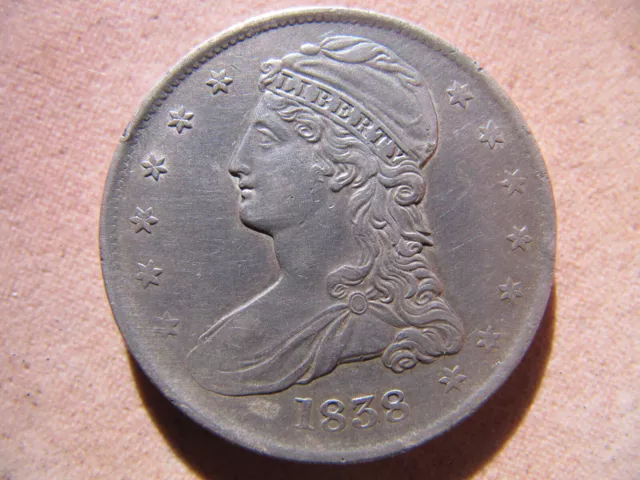 1838 Capped Bust Reeded Edge Silver Half Dollar REVERSE DIE CRACK