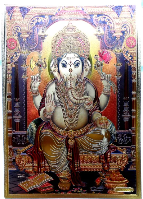 BILD Ganesha GANESH Prägedruck INDIEN Poster Kunststoff Vorlage Tattoo edel (23