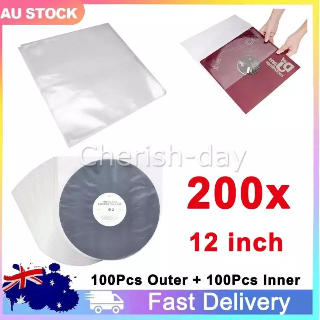 UP200x 12'' Vinyl Record LP Sleeves Antistatic Cover Durable Music Plastic Album