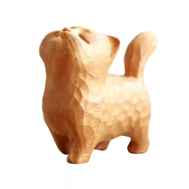 Carved Wood Creative Miniature Cat Figurines Statues Reusable Small Home Decor