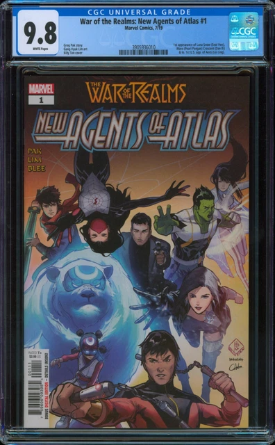 NEW AGENTS OF ATLAS #1 (2019) CGC 9.8 WAR OF REALMS 1st LUNA SNOW SEAL HEE