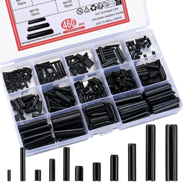 Roll Slotted Metric Spring Pins Assortment Set Split Expansion 460 Pcs NEW