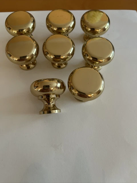 Hardware Cabinet Drawer Furniture Mushroom Knob 1.25” Dia,Polished Brass,new