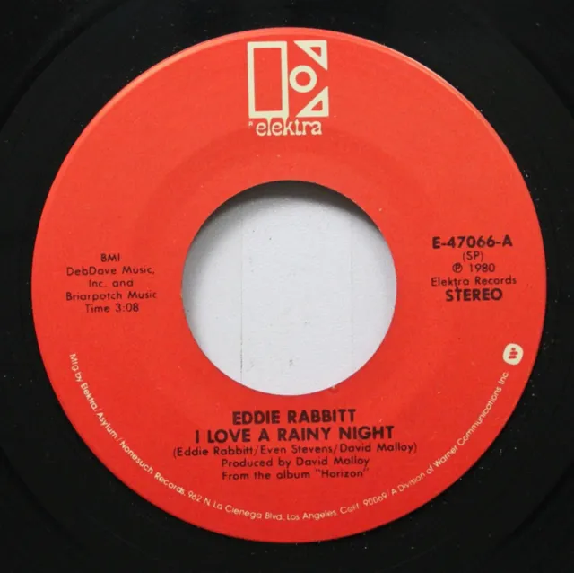 Country 45 Eddie Rabbitt - I Love A Rainy Night / Short Road To Love On Elektra