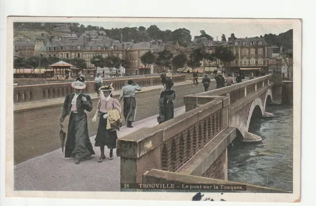 TROUVILLE SUR MER - Calvados - CPA 14 - Le pont sur la Touques - carte couleur