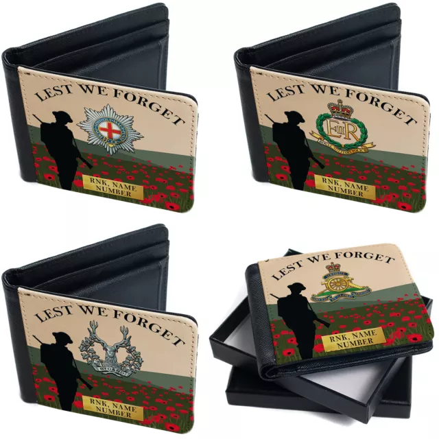 Personalised Military Wallet Bi Fold Coin Card Holder Remembrance Official Gift