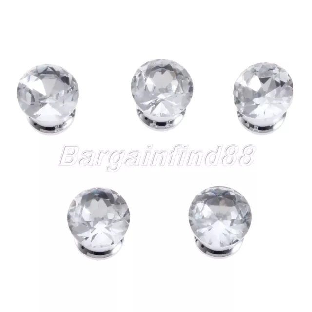 5x Glass Diamond Crystal Furniture Drawer Pull Cupboard Cabinet Door Handle Knob