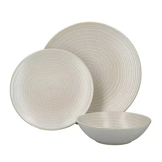 Juego de vajilla de remolino de 12 piezas gres Mikasa blanquecino, regalo de boda - Precio de venta sugerido por el fabricante £70