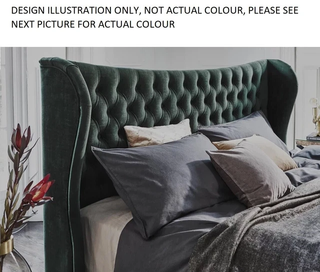 HYPNOS WIDE WINGED HURLEY HEADBOARD for SUPER KING DIVAN SOFT TAUPE RRP