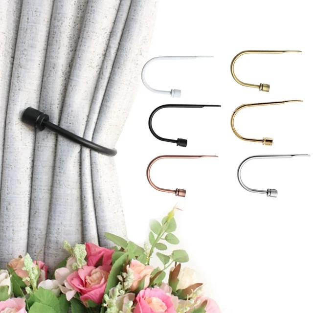 2Pcs Window Curtain Hold Backs U Shape Tie Back Hooks Metal Holdback Holder SET
