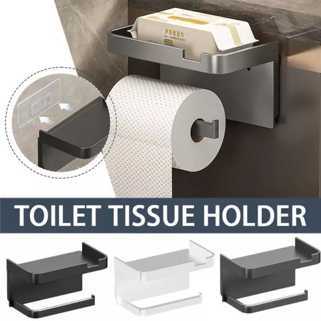 Bathroom Wall Mounted Toilet Roll Paper Holder Shelf Phone Stand Organizer