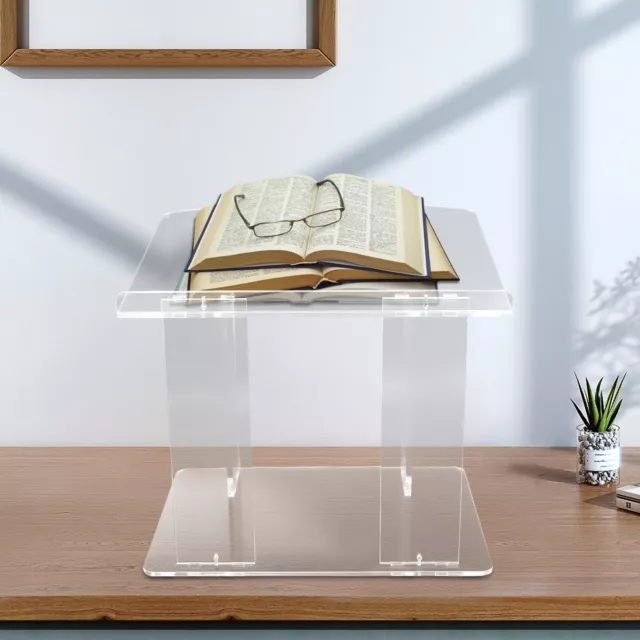 Portable Tabletop Acrylic Plexiglass Podium Pulpit Clear Lucite Multi-Purpose