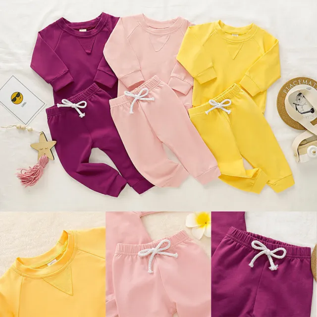 2PCS Toddler Kids Baby Girls Clothes Sweatshirt Tops Pants Outfits Tracksuit 3