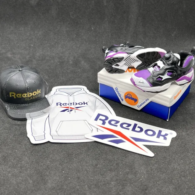 ZURU Mini Brands SNEAKERS Reebok Pump It Up Purple Black Shoes Hat Box READ!!!