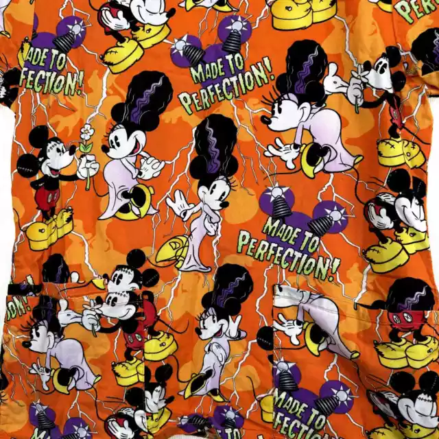 DISNEY'S BRIDE OF Mickenstein Halloween Orange Minnie & Mickey Scrub ...